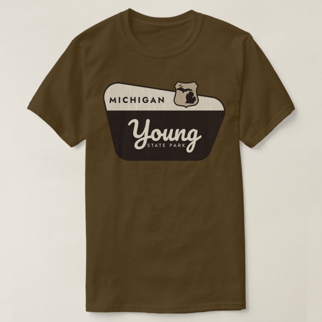 Young State Park Michigan Välkomstskylt T Shirt (Design framsida)