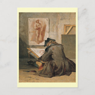 Young Student Teckning, Chardin 1738 Vykort
