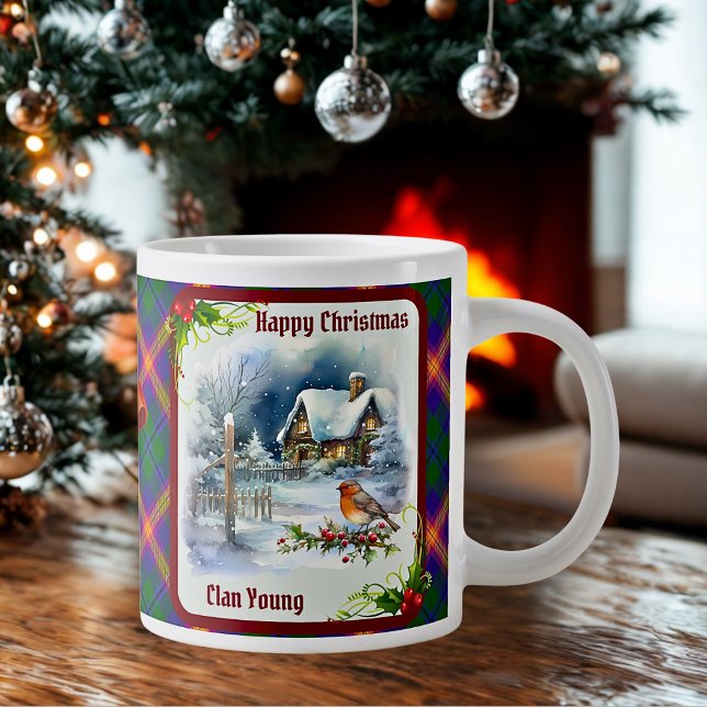 Young Tartan & Robin Christmas Personalized Jumbo Mugg (Skapare uppladdad)