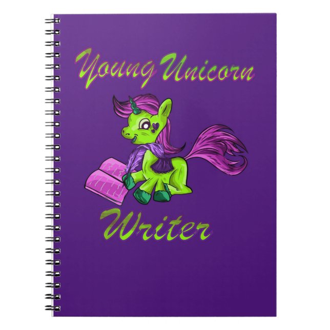 Young Unicorn Writer Anteckningsbok (Framsidan)