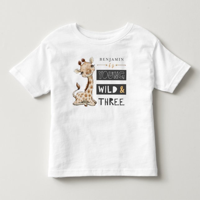 Young Vild och Three Birthday Safari T-Shirt (Framsida)