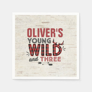 Young Vild & Three Party Napkin Rustic Lumberjack Pappersservett