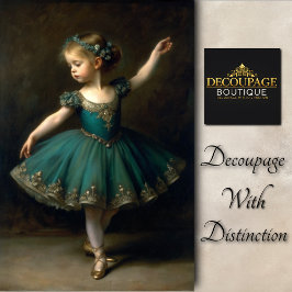 Young Vintage Ballerina in Teal Decoupage