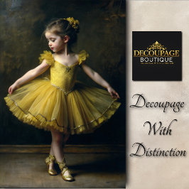 Young Vintage Ballerina In Yellow Decoupage