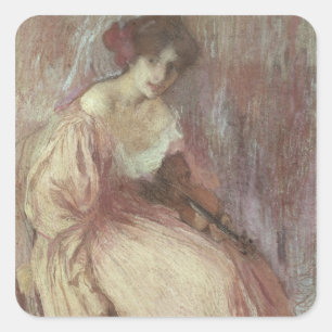 Young Violinist Fyrkantigt Klistermärke