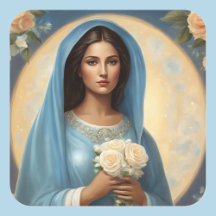 Young Virgin Mary med Vit ros
