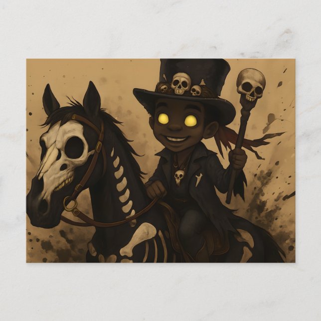 Young Voodoo Doc on Skull Horse Vykort (Framsida)