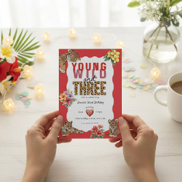 Young Wild and Three Tiger Tropical Birthday Inbjudningar