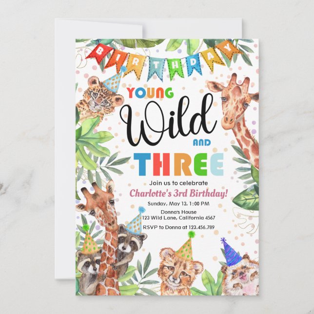 Young & Wild Jungle Safari Kids Birthday Inbjudningar (Framsida)