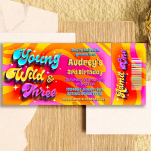 Young Wild och Three - Groovy Biljett Inbjudningar