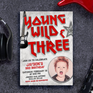 Young Wild och Three Rock-inbjudan med foto Inbjudningar
