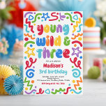 Young Wild & Three Confetti Balloon 3rd Birthday  Inbjudningar<br><div class="desc">Young Wild & Three Confetti Balloon 3rd Birthday Invitation</div>