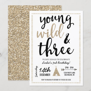 Young Wild & Three Inbjudan - Svart & Guld
