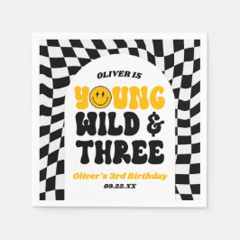 Young Wild & Three Retro Third 3rd Birthday Party Pappersservett