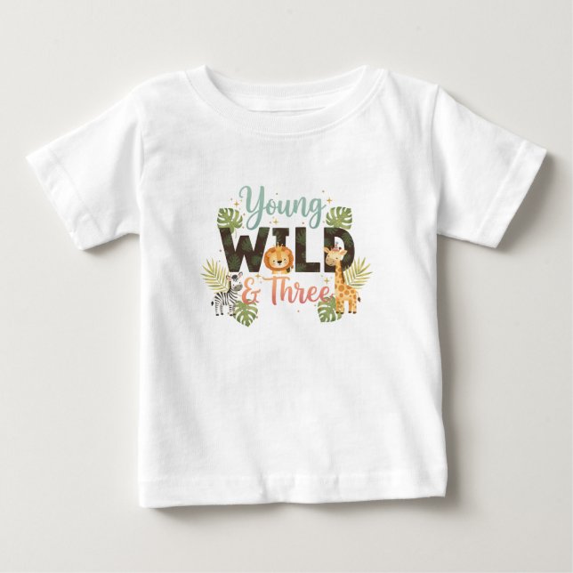Young Wild & Three - Safari Födelsedag T Shirt (Framsida)