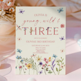 Young Wild & Three Wildflower 3-årsfest Inbjudningar