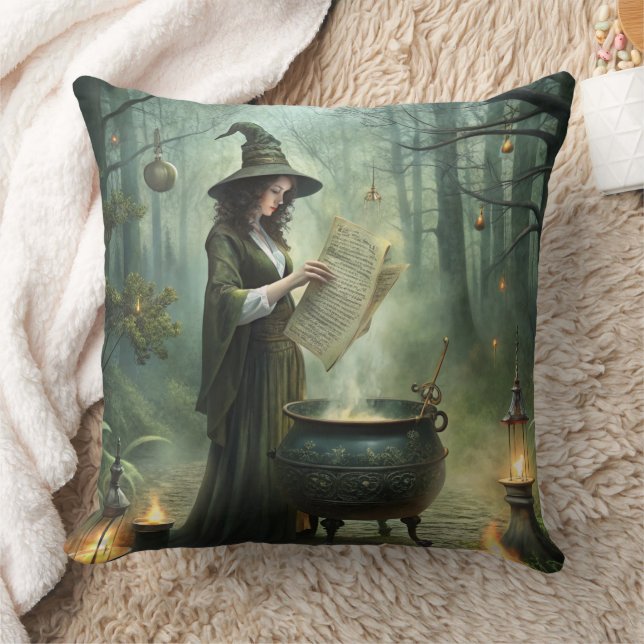 Young Witch i Mystical Forest Ritual Kudde (Filt)