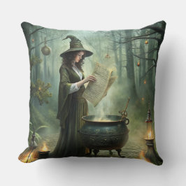 Young Witch i Mystical Forest Ritual Kudde