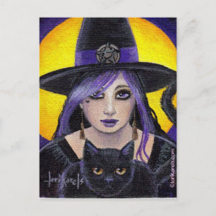 Young Witch och Cat Vykort