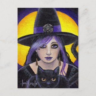 Young Witch och Cat Vykort