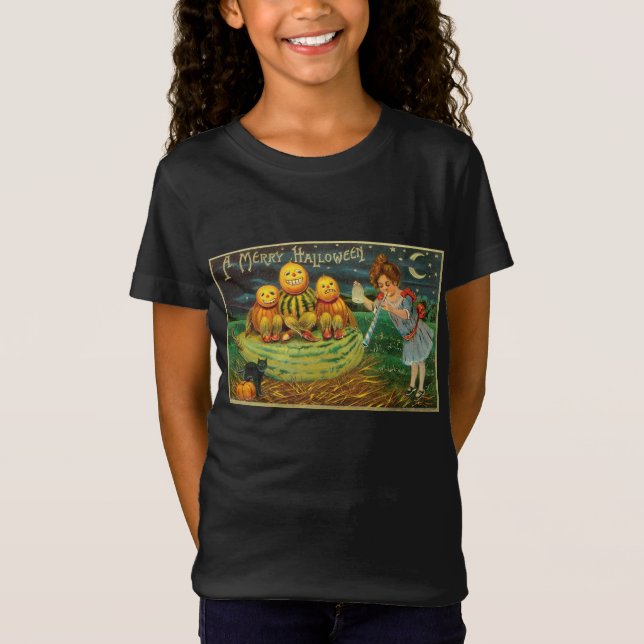 Young Witch's Brew: Pumpkin Manar på Magick Altar T Shirt (Framsida)