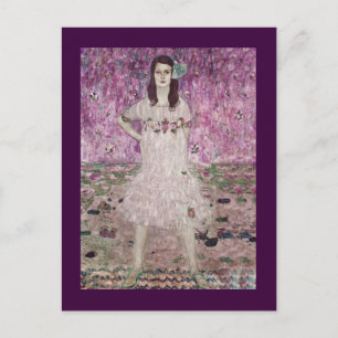 Young Woman and Rosa Flowers Vykort