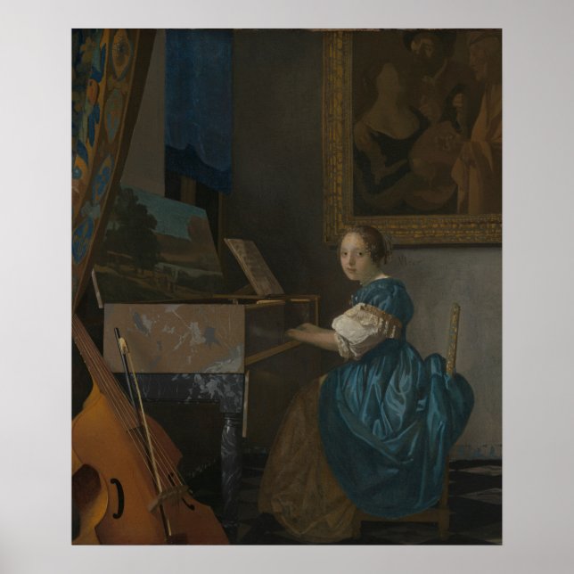 Young Woman at a Virginal - Vermeer Poster (Framsidan)