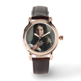 Young Woman Borttappad in Dreams (Läser a Bok) Armbandsur