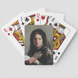 Young Woman Borttappad in Dreams (Läser a Bok) Casinokort