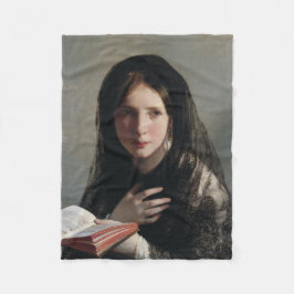 Young Woman Borttappad in Dreams (Läser a Bok) Fleecefilt