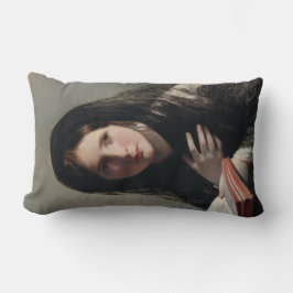 Young Woman Borttappad in Dreams (Läser a Bok) Lumbarkudde