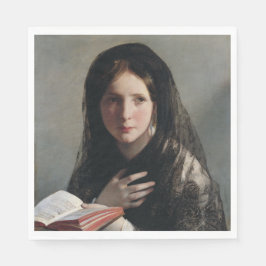 Young Woman Borttappad in Dreams (Läser a Bok) Pappersservett