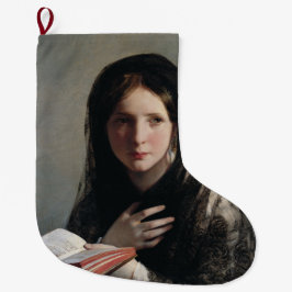 Young Woman Borttappad in Dreams (Läser a Bok) Stor Julstrumpa