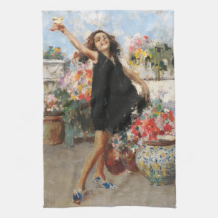 Young Woman Celebrating Victory (Vincenzo Irolli) Kökshandduk