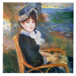 Young Woman från Seashore (av Renoir) Kakelplatta