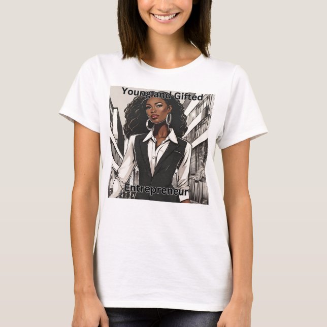 Young Woman Giftad Entrepreneur business T-Shirt (Framsida)