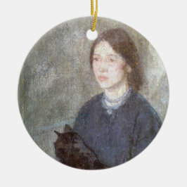 Young Woman Holding a Black Cat (av Gwen John) Julgransprydnad Keramik