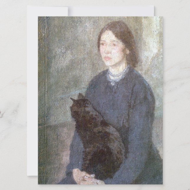 Young Woman Holding a Black Cat (av Gwen John) Kort (Framsida)