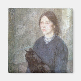 Young Woman Holding a Black Cat (av Gwen John) Magnet