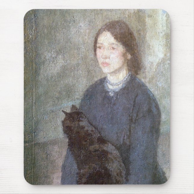 Young Woman Holding a Black Cat (av Gwen John) Musmatta (Framsidan)