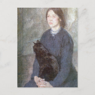 Young Woman Holding a Black Cat - Gwen John Vykort