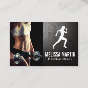 Young Woman Holding Dumbbells Fitness-Logotyp Visitkort