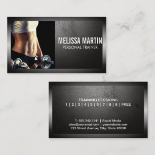 Young Woman Holding Dumbbells Fitness Visitkort