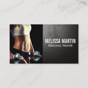 Young Woman Holding Dumbbells Visitkort