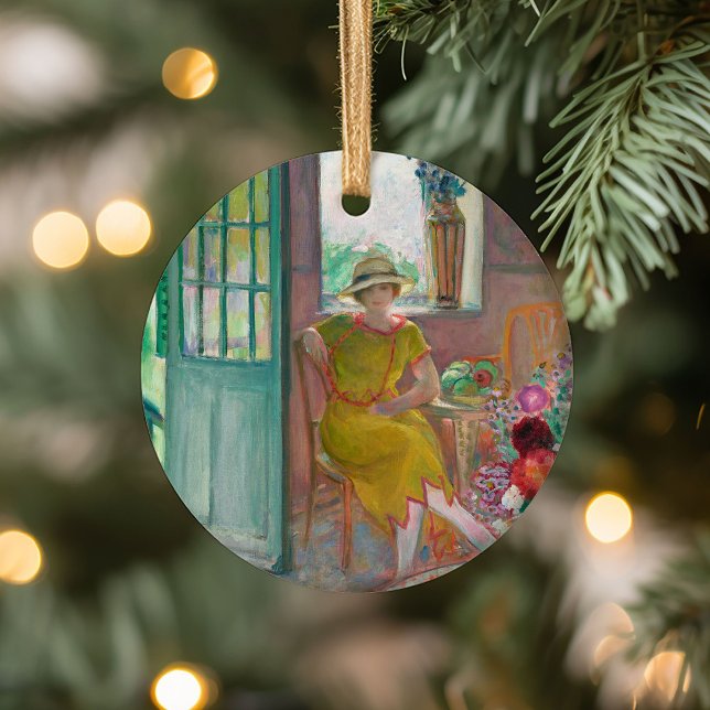 Young Woman i Flowery Insida | Henri Lebasque Julgransprydnad Keramik (Skapare uppladdad)