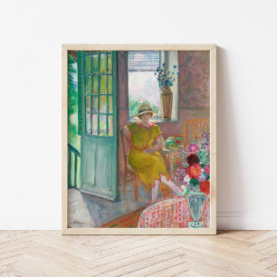 Young Woman i Flowery Insida   Henri Lebasque Poster