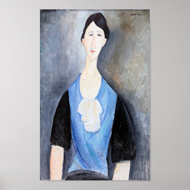 Young Woman in Blue, Modigliani Poster (Framsidan)