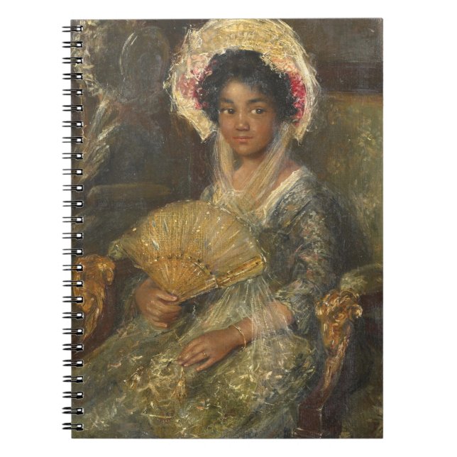 Young Woman med Fläkt Isabella Simon Maris Art Anteckningsbok (Framsidan)