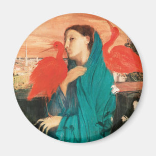 Young Woman med Ibis Fine Art av Edgar Degas Magnet