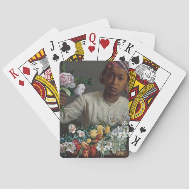 Young Woman med Peonies | é dé ric Bazille Casinokort (Baksidan)